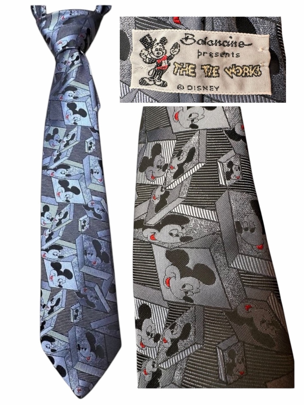 Vintage Disney Mickey Mouse Balancine The Tie Works Mens Tie USA